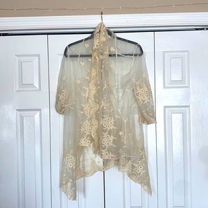 sheer cream colored summer cover up 🌷🌞